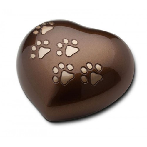 Keepsake Heart 0.8 Litres (Brown with Gold Pawprints)